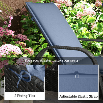 Foldable Chaise Lounge Cushion Set of 2 - Outdoor Lounge Chair Cushions 76" x 23" UPF50+ - Blue