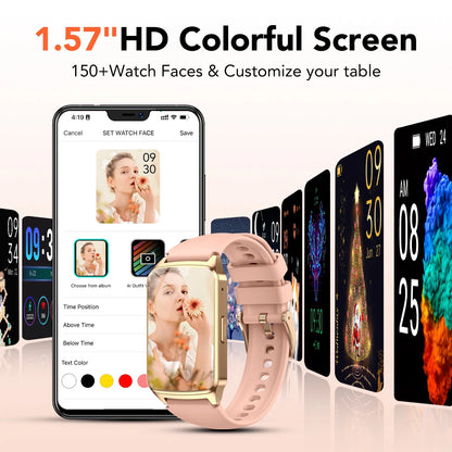 Fitness Tracker Smart Watch for Women Men Make/Answer Calls with Fitness and Wellness Tracking 100+ Sports Modes Step Calorie Counter IP68 Waterproof Fits for Android and Iphone, Pink