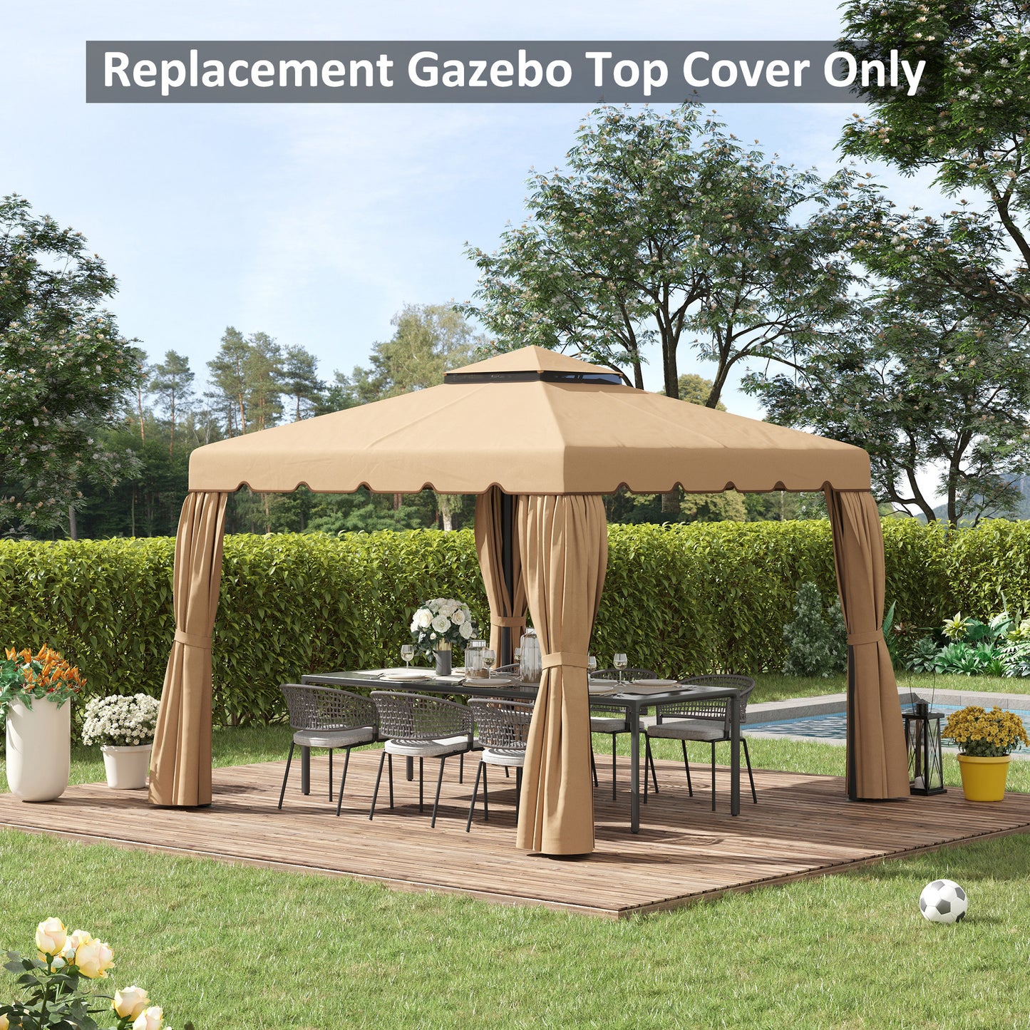 10' x 10' Gazebo Replacement Canopy - Model 84C-051 / 84C-269 Compatible - Khaki