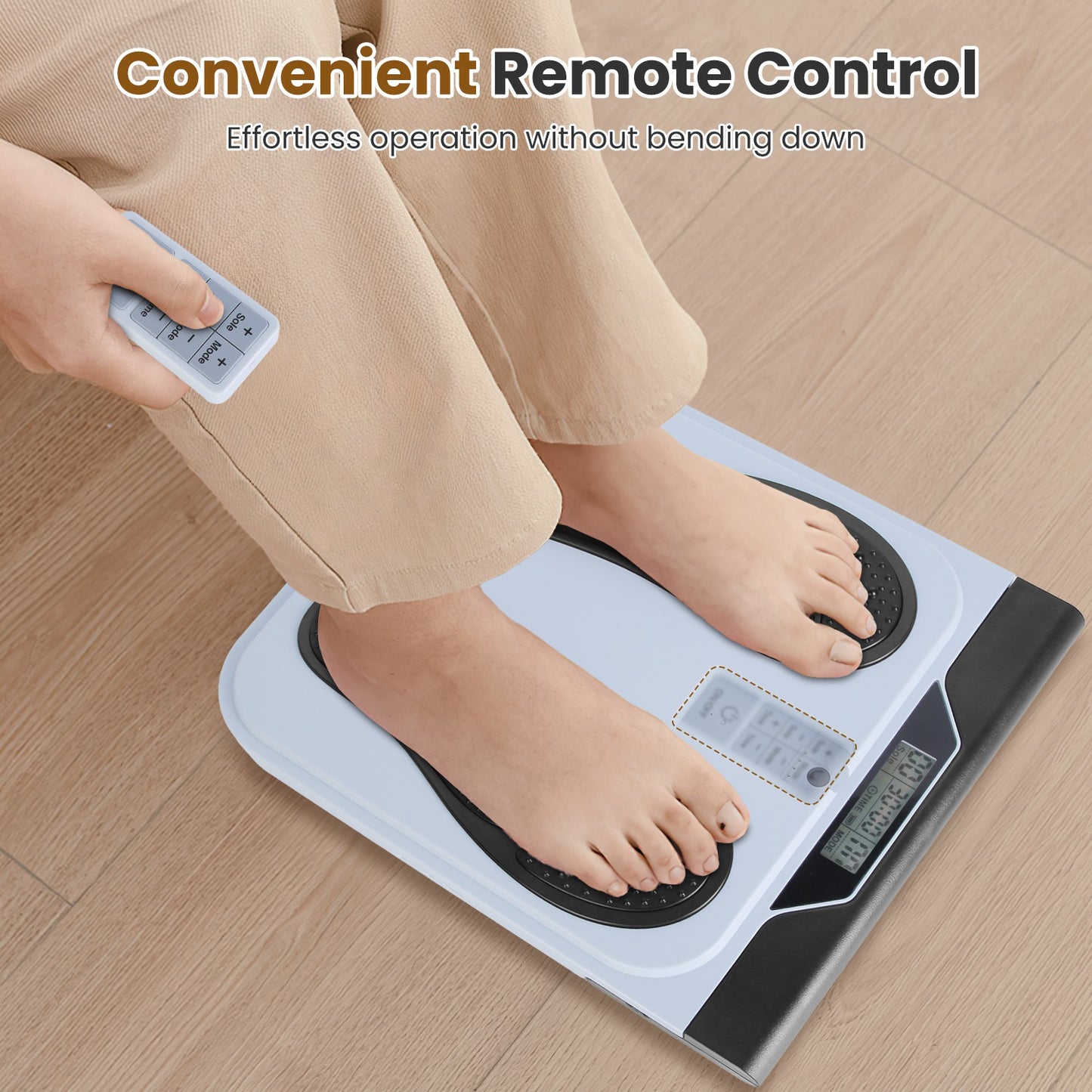 Rechargeable EMS Foot Massager - TENS Stimulator with 10 Modes & 50 Intensity Levels