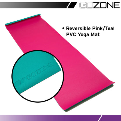 Multi-Purpose 5 Mm Thick Premium PVC Non-Slip Exercise Yoga Mat, Pink/Teal