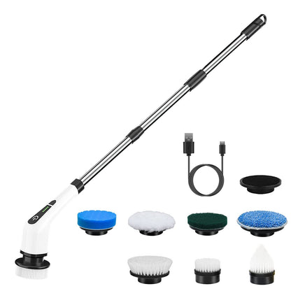 Electric Spin Scrubber - Cordless Power Cleaning Brush with 8 Heads & Telescopic Handle