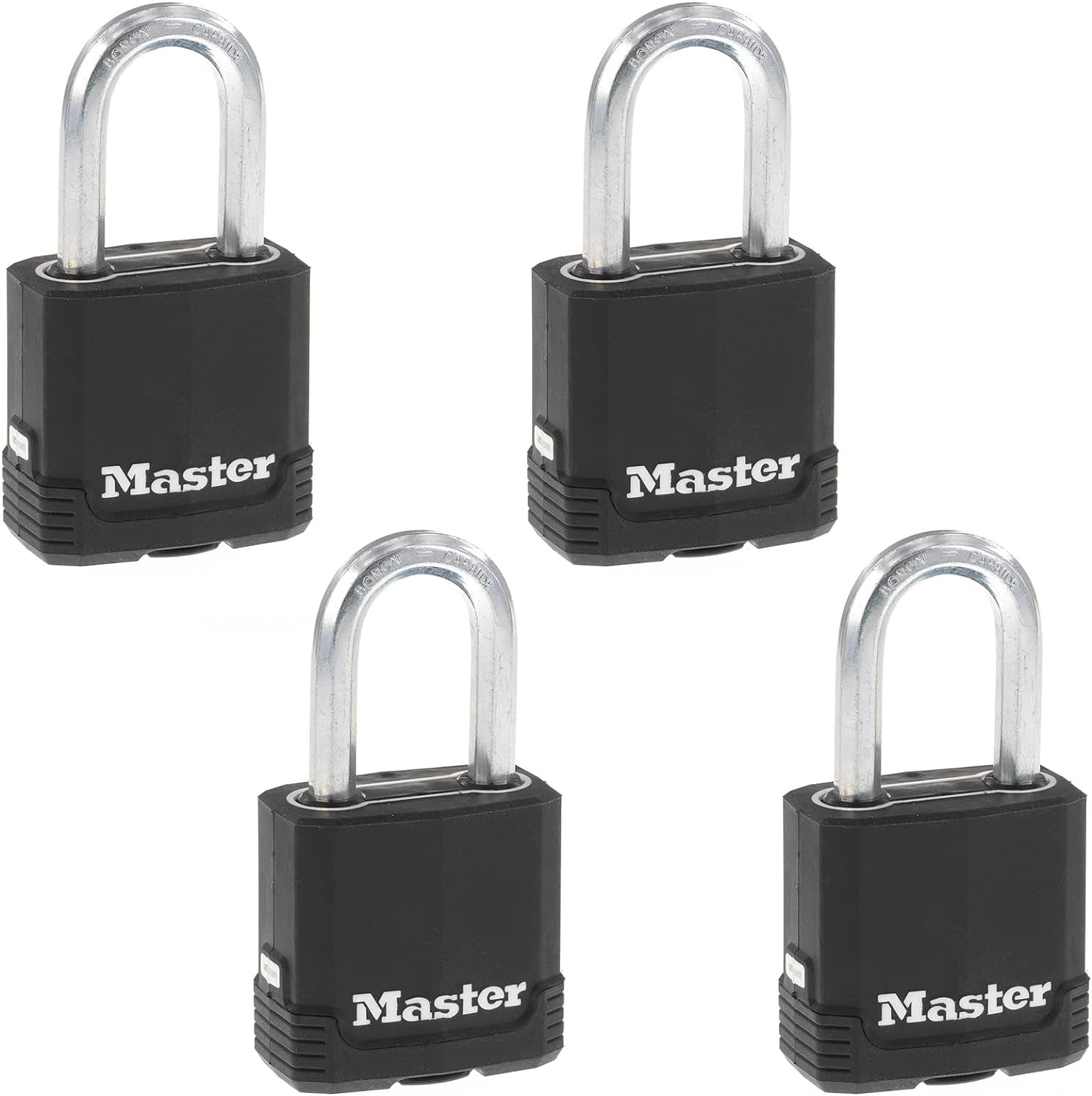 Black Outdoor Key Lock, Heavy Duty Weather Resistant Padlock with Cover, Keyed Alike Padlocks for Outdoor Use, 4 Pack, M115XQLF