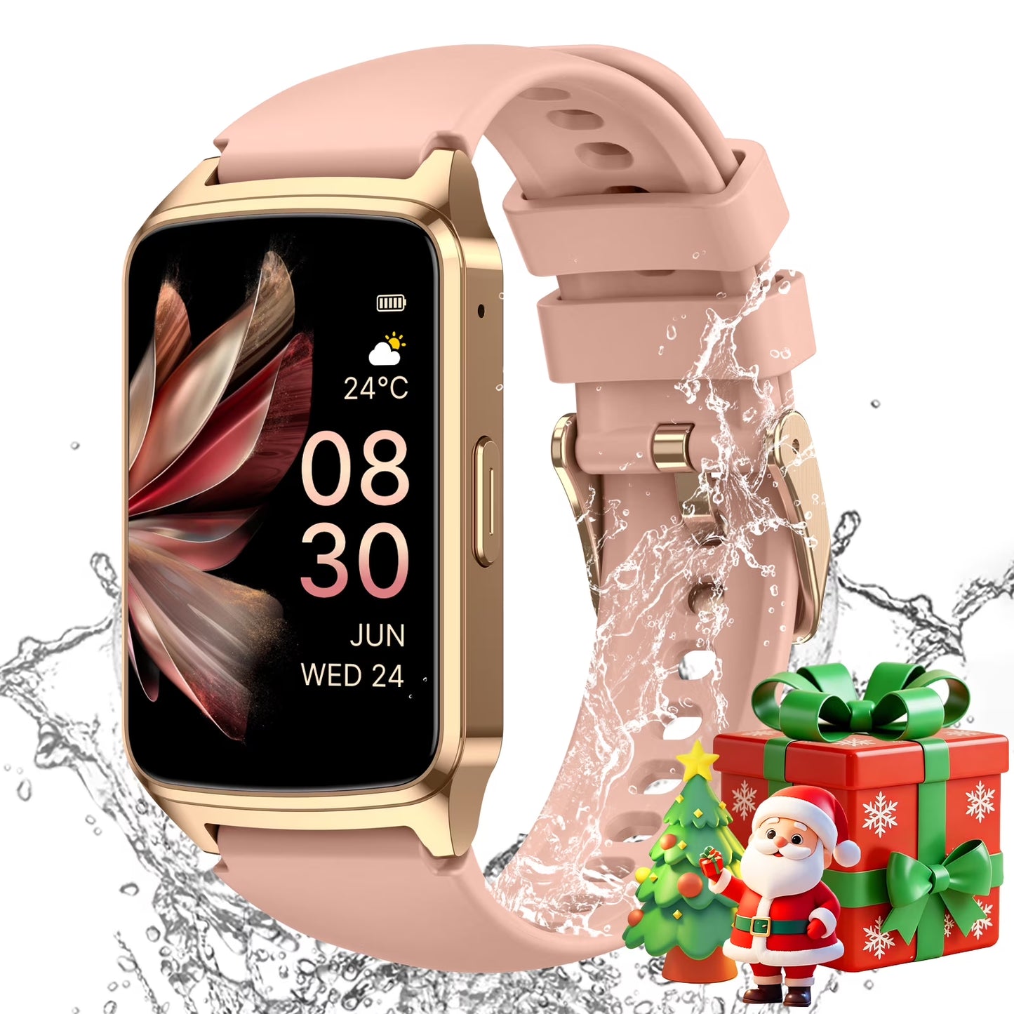 Fitness Tracker Smart Watch for Women Men Make/Answer Calls with Fitness and Wellness Tracking 100+ Sports Modes Step Calorie Counter IP68 Waterproof Fits for Android and Iphone, Pink