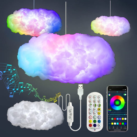 Smart Cloud Light with App Control - 3D RGBIC Lightning Ambient Lamp with Music Sync