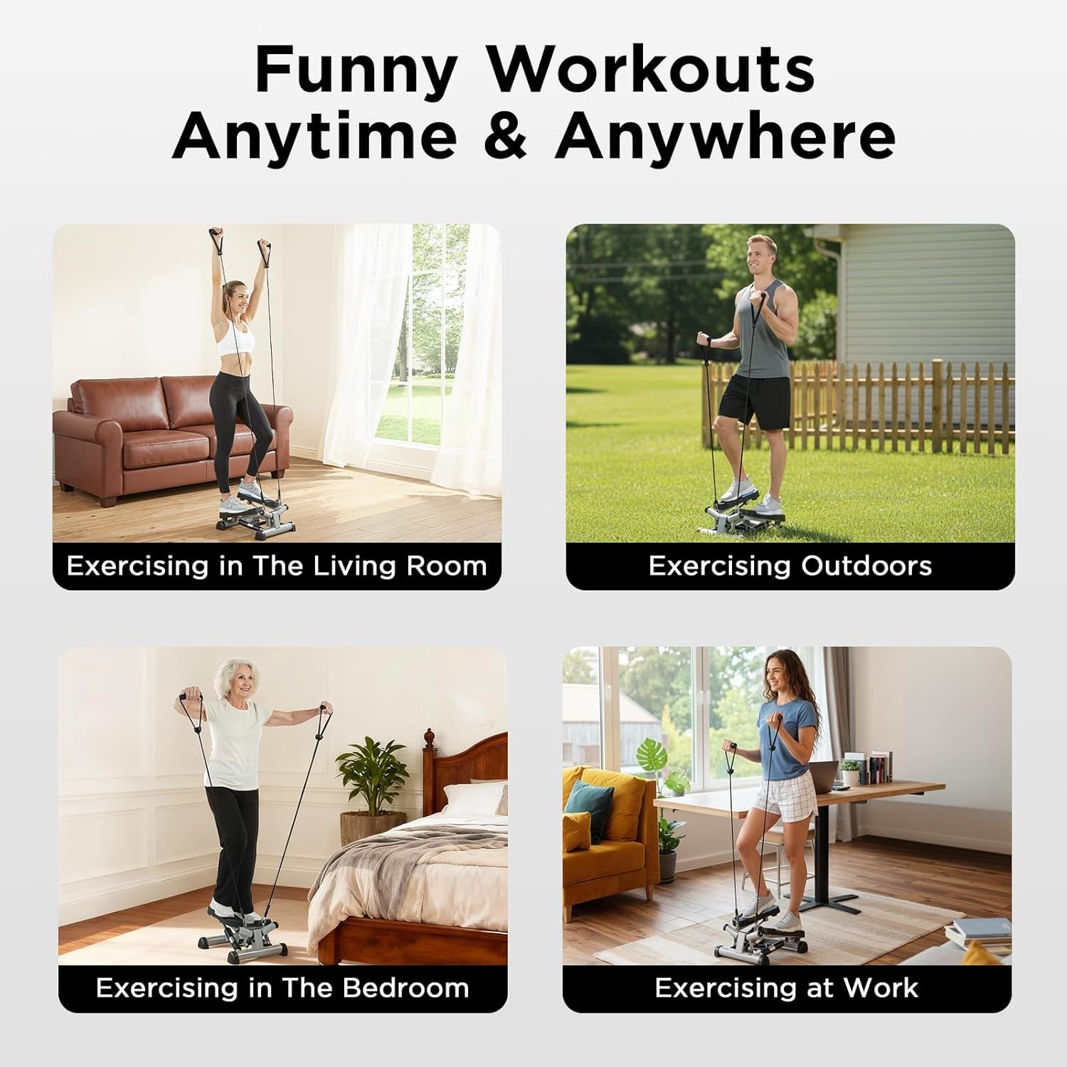 Mini Stepper Steppers for Exercise at Home Stair Step Cardio Thigh Master Workout Equipment Fitness Pedal Exerciser Non-Slip Pedals with Resistance Bands LCD Digital Monitor Climber