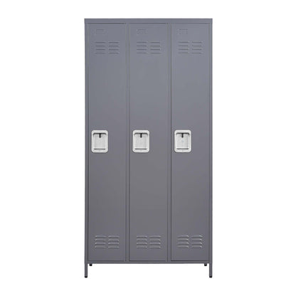 3-Door Metal Lockers with Lock - Employee Storage Cabinet for Gym, Office, School