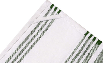 Kitchen Towels (20X30 Inches 6 Pack) Extra Large Premium Dish Towels for Kitchen Green & White Dish Cloths Highly Absorbent 100% Cotton Kitchen Hand Towels with Hanging Loop Tea Towels
