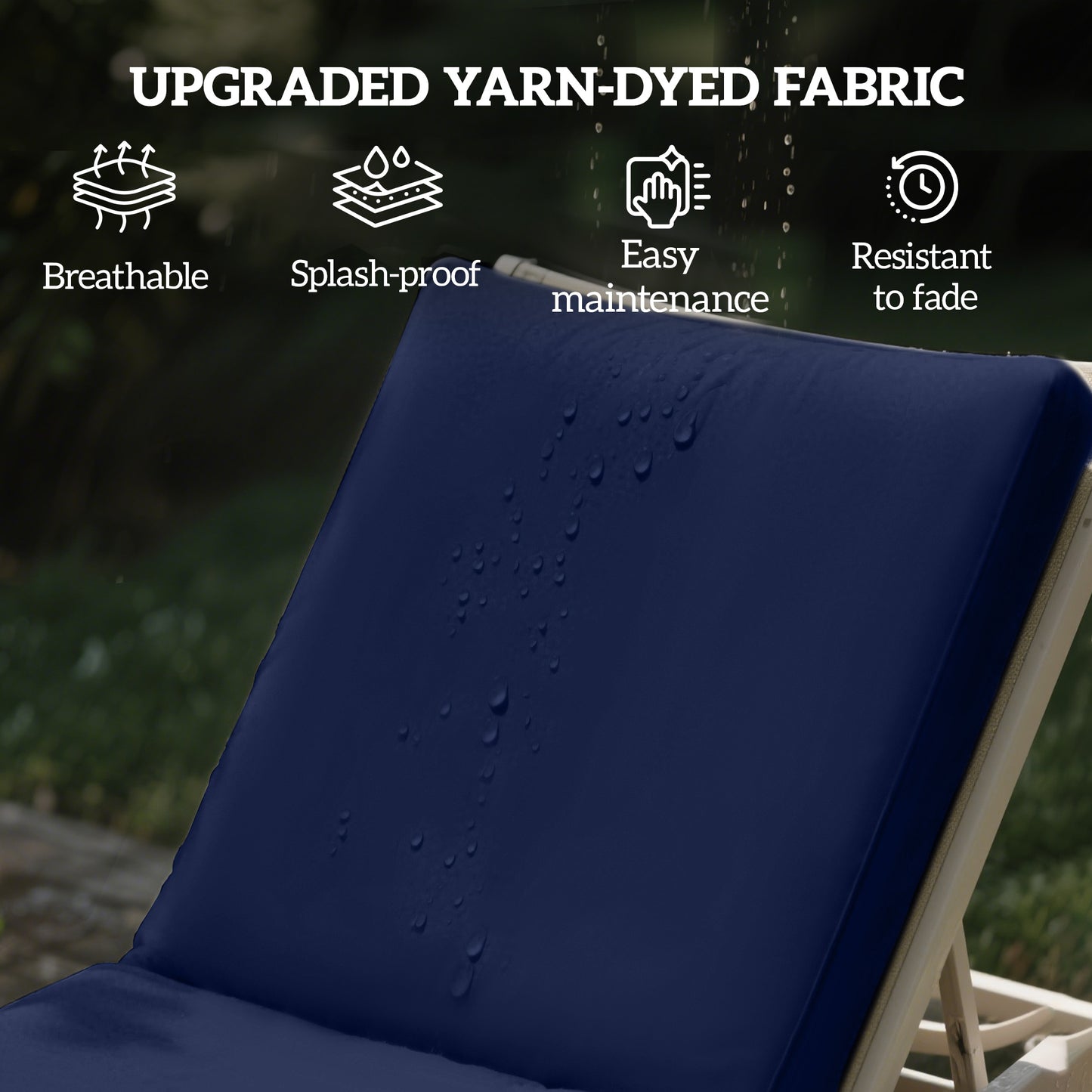 2-Piece Patio Chair Cushions with Backrests - Outdoor Lounge Chair Replacement Cushions - Navy