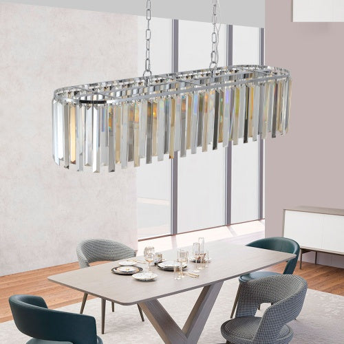 Modern Oval Crystal Chandelier - Luxury Pendant Light Fixture for Dining Room & Living Room