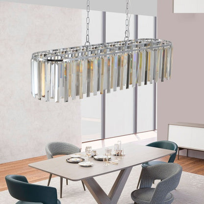Modern Oval Crystal Chandelier - Luxury Pendant Light Fixture for Dining Room & Living Room