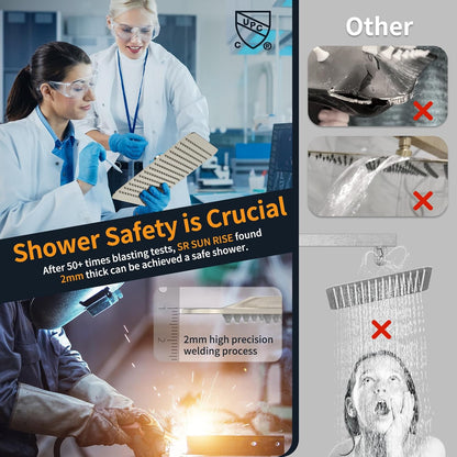 12 Inches Bathroom Luxury Rain Mixer Shower Combo Set Wall Mounted Rainfall Shower Head System Brushed Nickel Finish Shower Faucet Rough-In