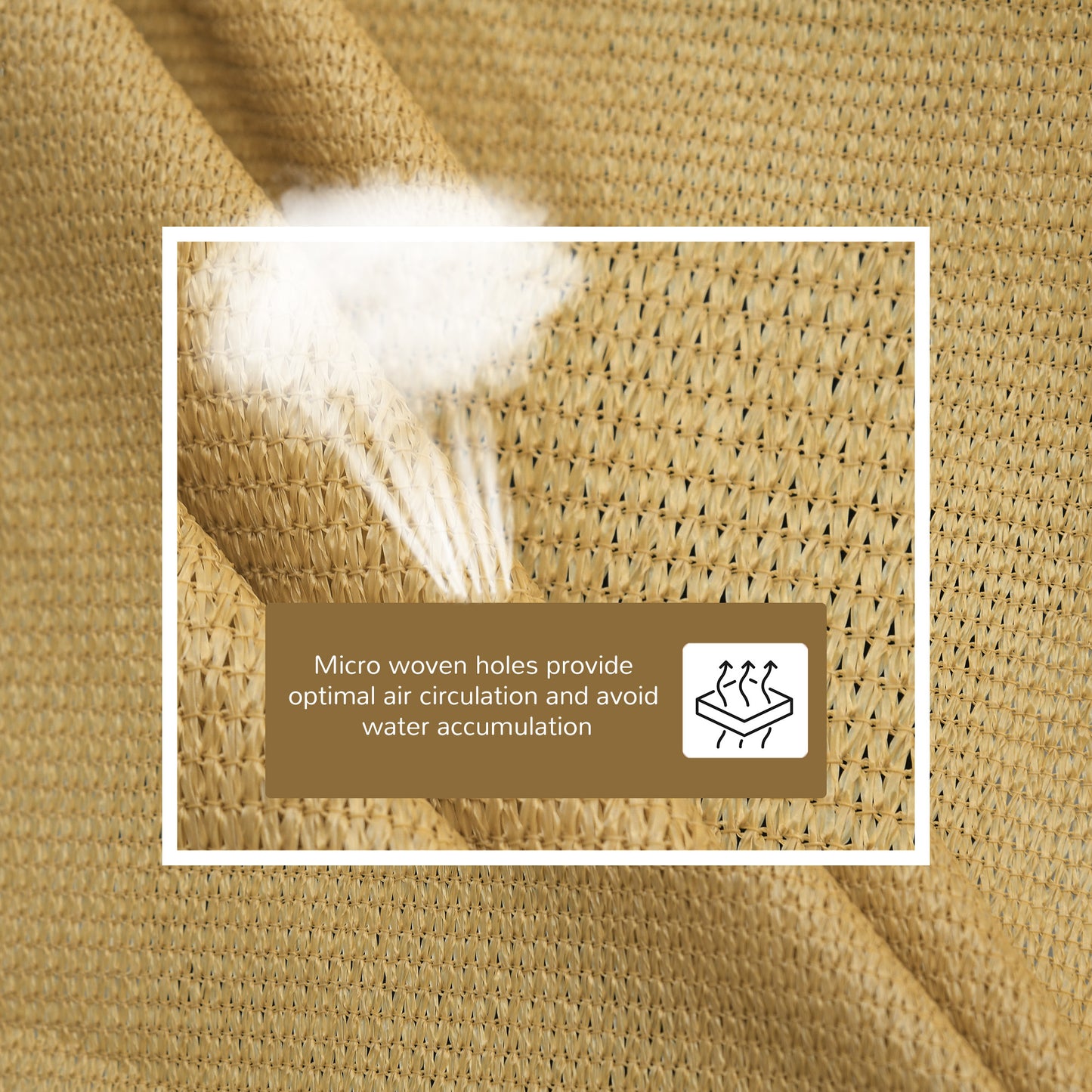 16' x 20' Sun Shade Sail Canopy - Rectangle Outdoor Shade Cloth for Patio, Deck & Yard - Sand