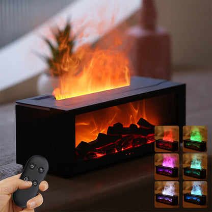 3D Flame Essential Oil Diffuser – Aromatherapy Humidifier with LED Fireplace Effect & Remote Control