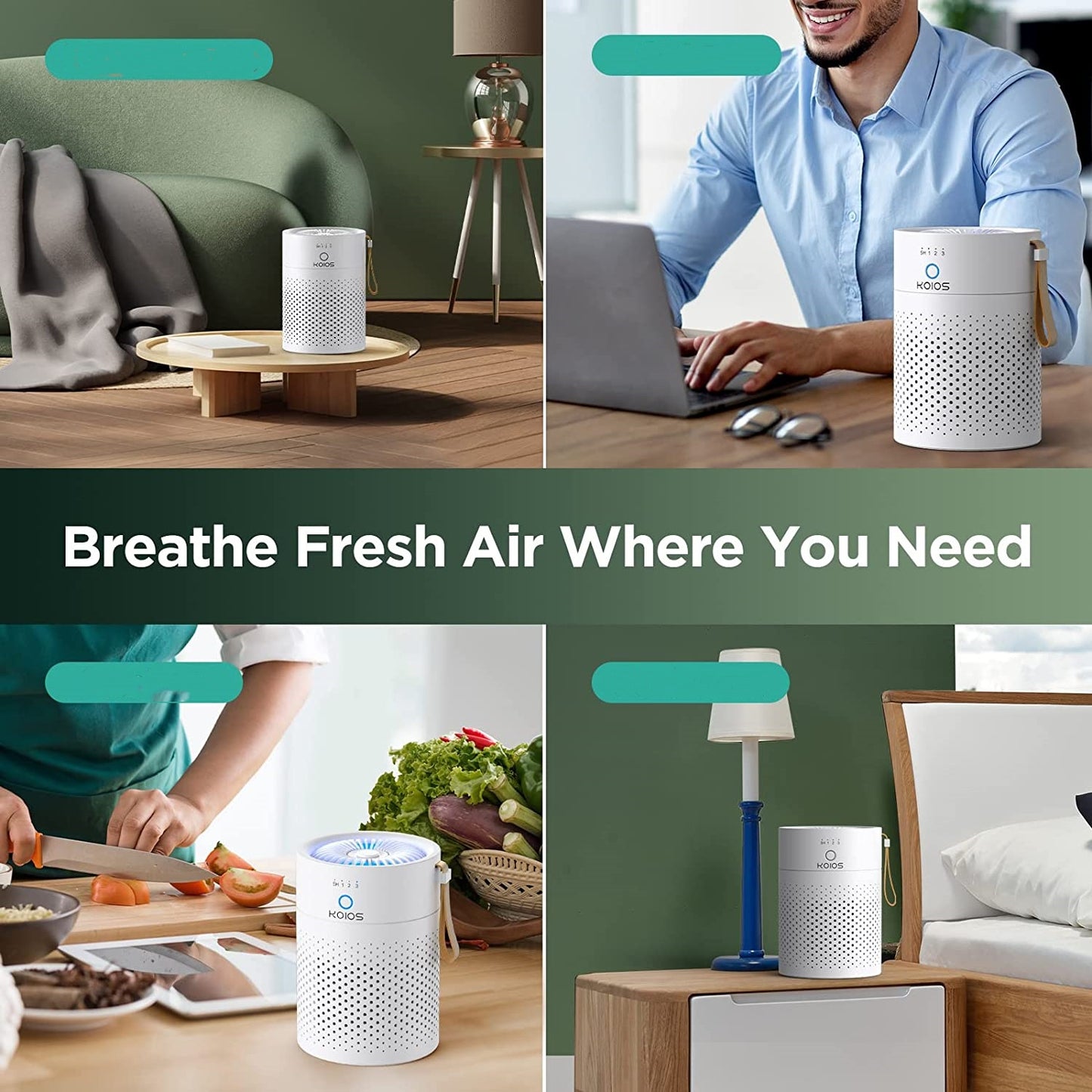 H13 True HEPA Air Purifier - Quiet Portable Air Cleaner for Bedroom, Office & Living Room