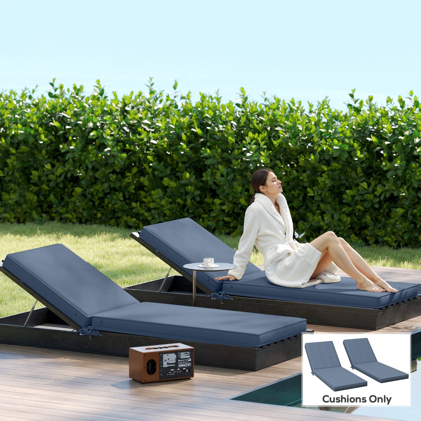 2-Piece Patio Chair Cushions with Backrests - Outdoor Lounge Chair Replacement Cushions