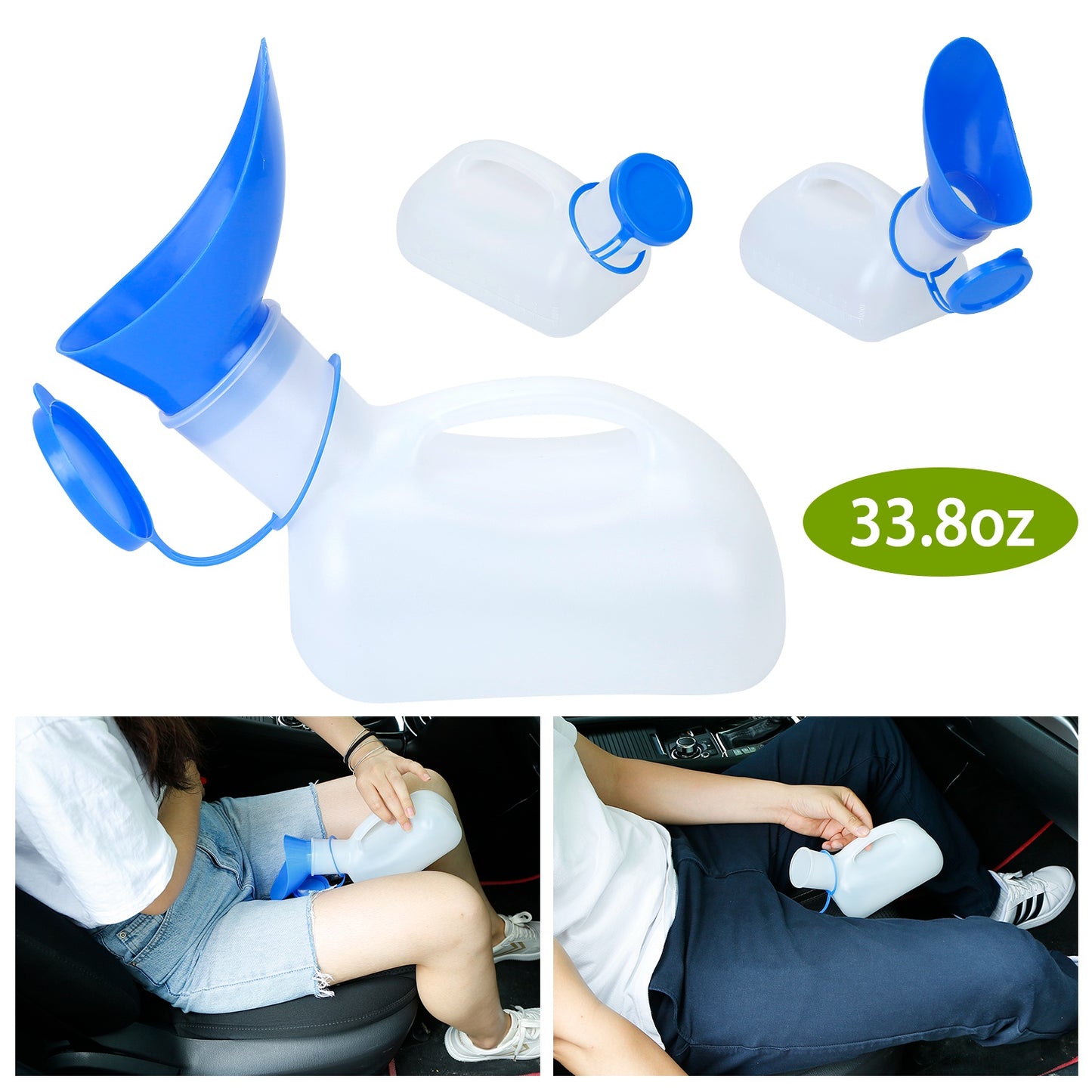Portable Emergency Urinal Bottle - 1L Unisex Travel Toilet with Lid & Funnel for Car & Camping