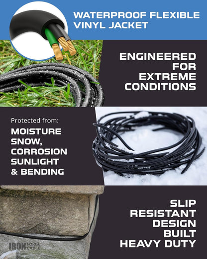 2 Pack 100 Ft Black Extension Cord, 16/3, 100 Foot Extension Cord, 3 Prong, Weatherproof - Great for outside Use
