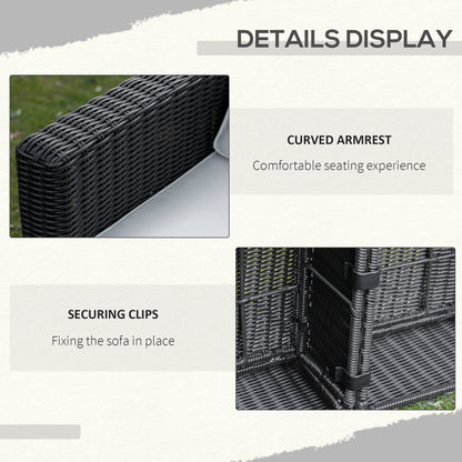 2 Piece Patio Wicker Corner Sofa Set - Outdoor PE Rattan Furniture with Cushions - Beige