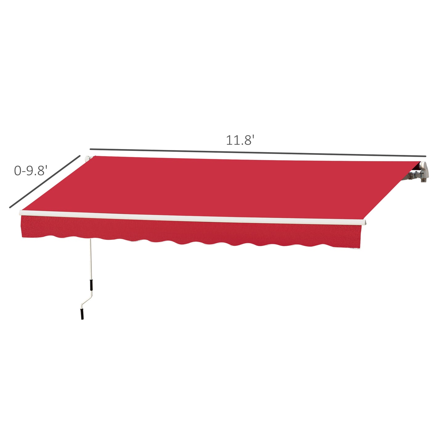 12' x 10' Manual Retractable Awning - Outdoor Patio Sunshade Shelter for Deck, Balcony & Yard - Wine Red