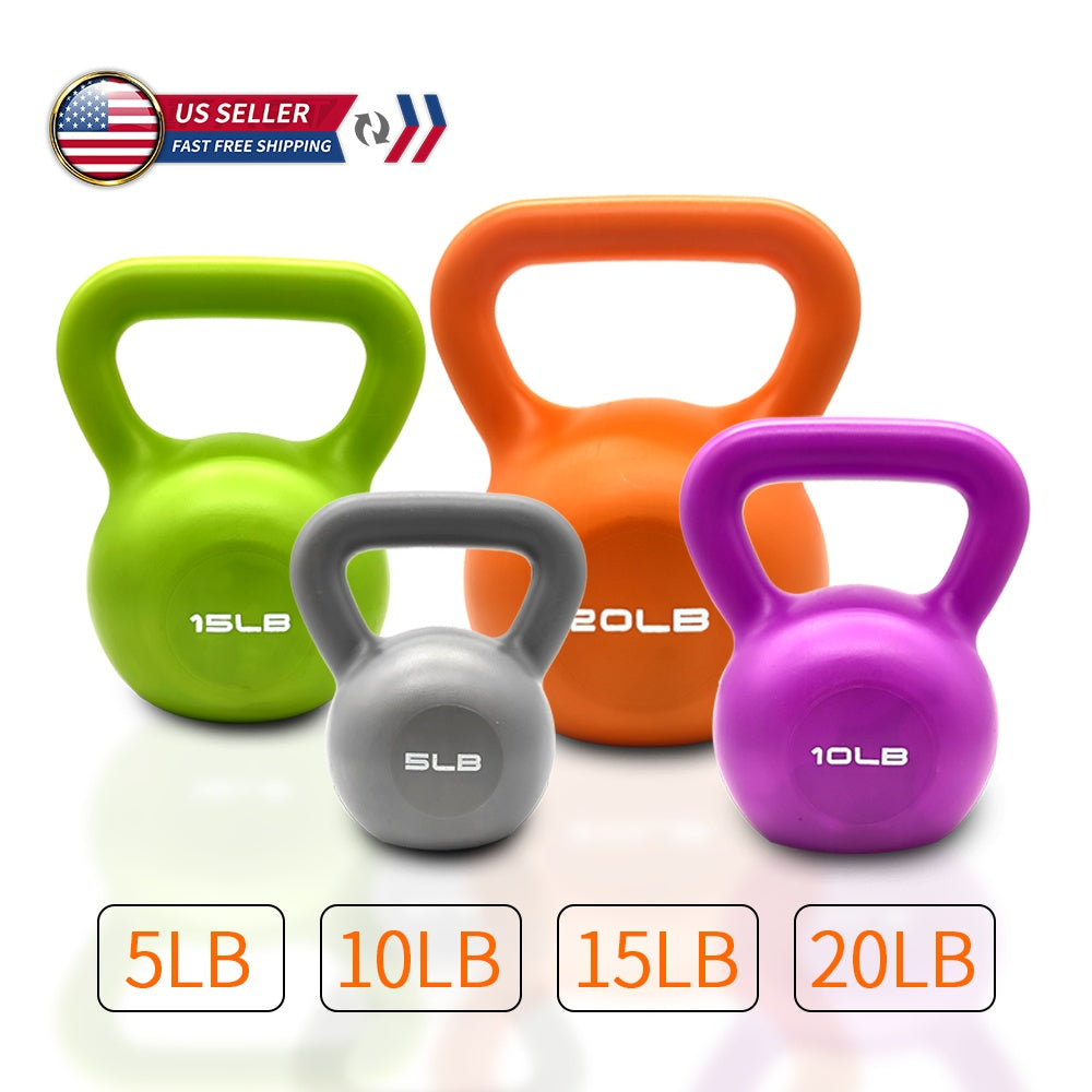 10 LB Kettlebell Set - Vinyl Coated Weight Set for Women's Home Gym Strength Training