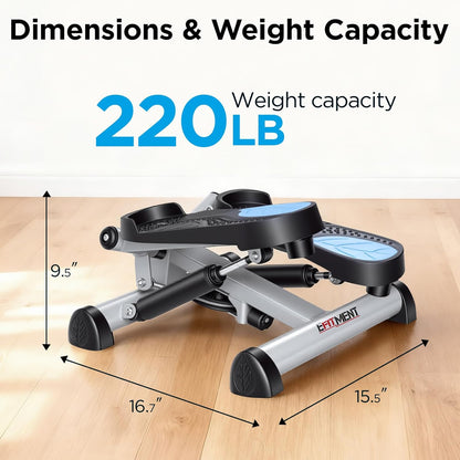 Mini Stepper Steppers for Exercise at Home Stair Step Cardio Thigh Master Workout Equipment Fitness Pedal Exerciser Non-Slip Pedals with Resistance Bands LCD Digital Monitor Climber