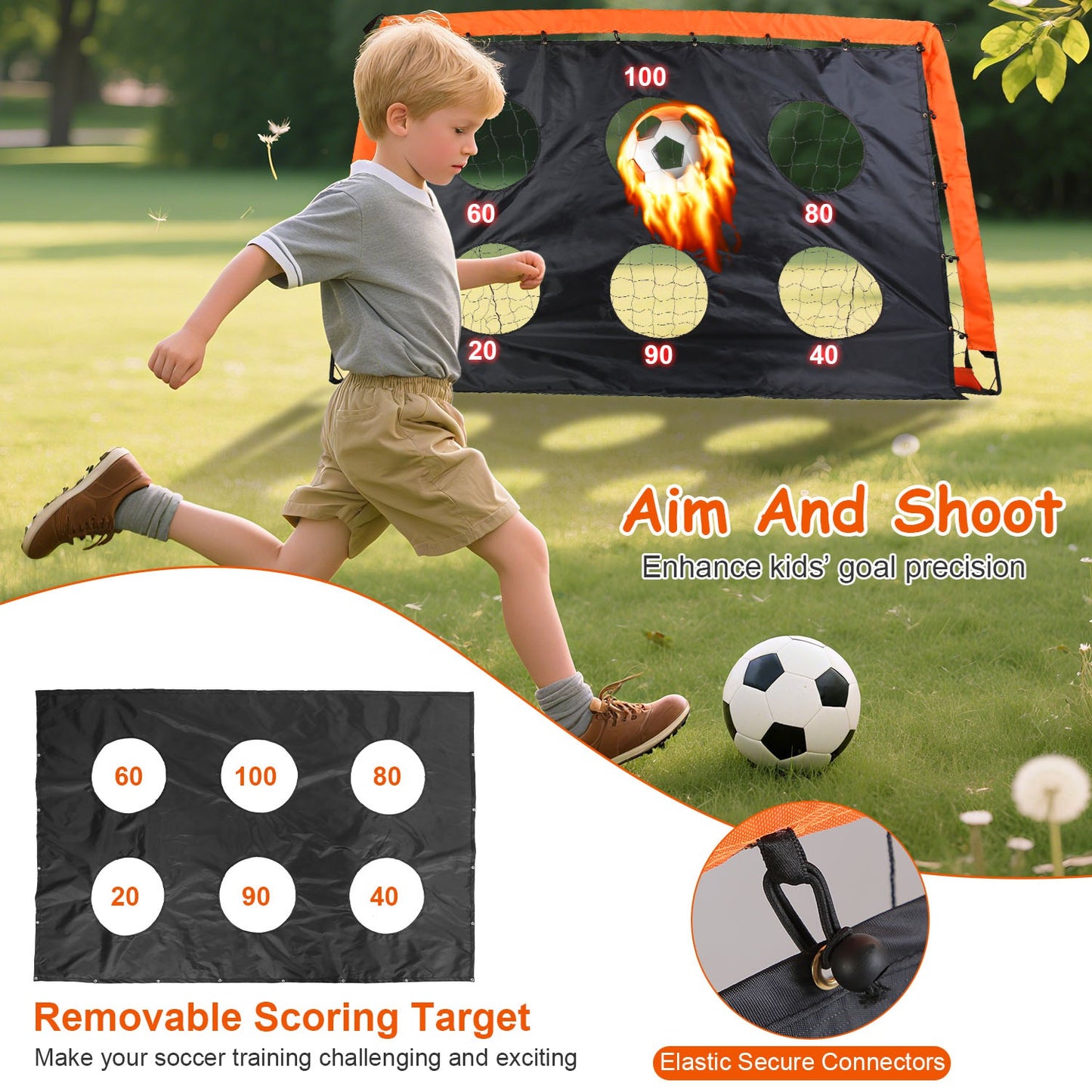 Kids Soccer Goal Set - Portable Training Equipment with Cones, Agility Ladder & Carry Bag
