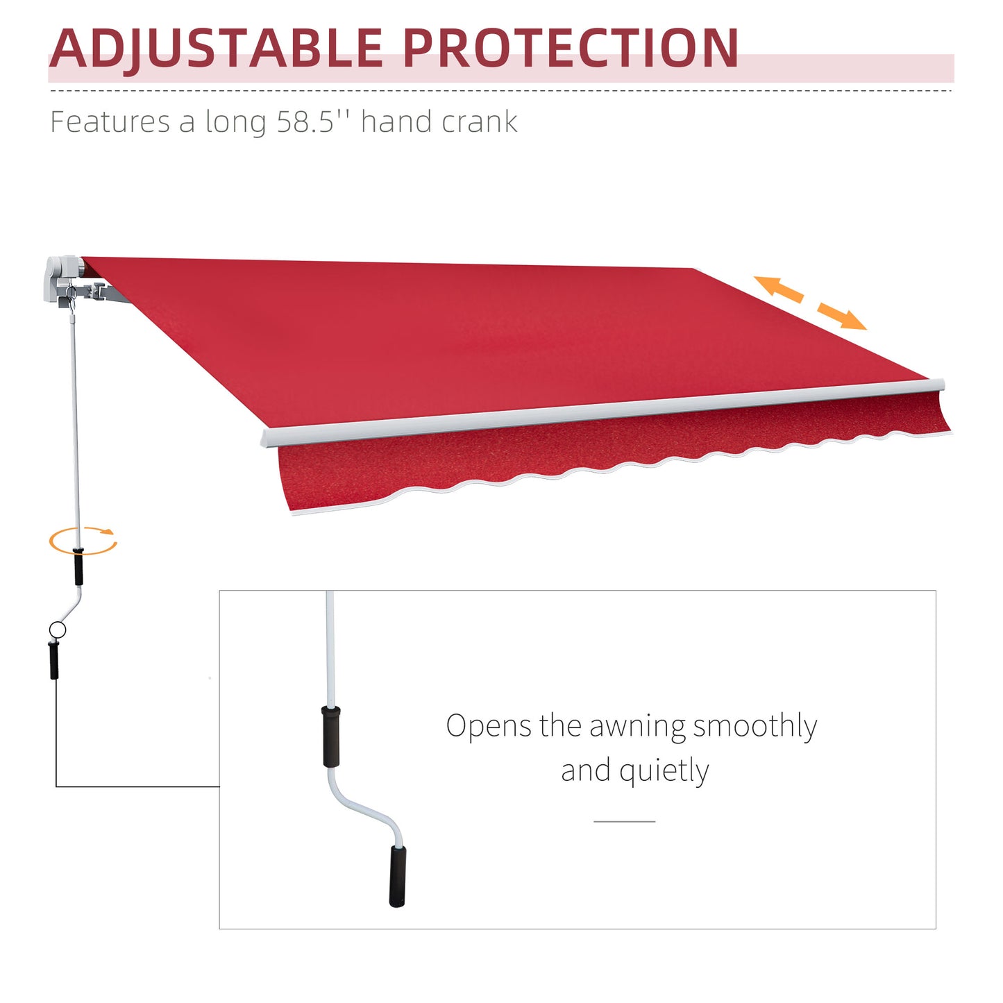 12' x 10' Manual Retractable Awning - Outdoor Patio Sunshade Shelter for Deck, Balcony & Yard - Wine Red