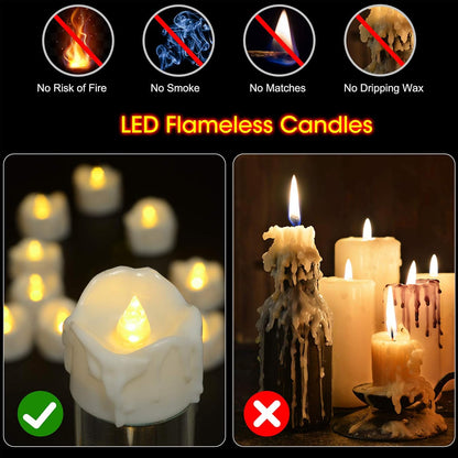 Tea Lights Candles with Timer, 12 Packs Flickering Flameless LED Tealights Battery Operated Electric Votive Candles for Christmas Decorations Fall Indoor Home Decor