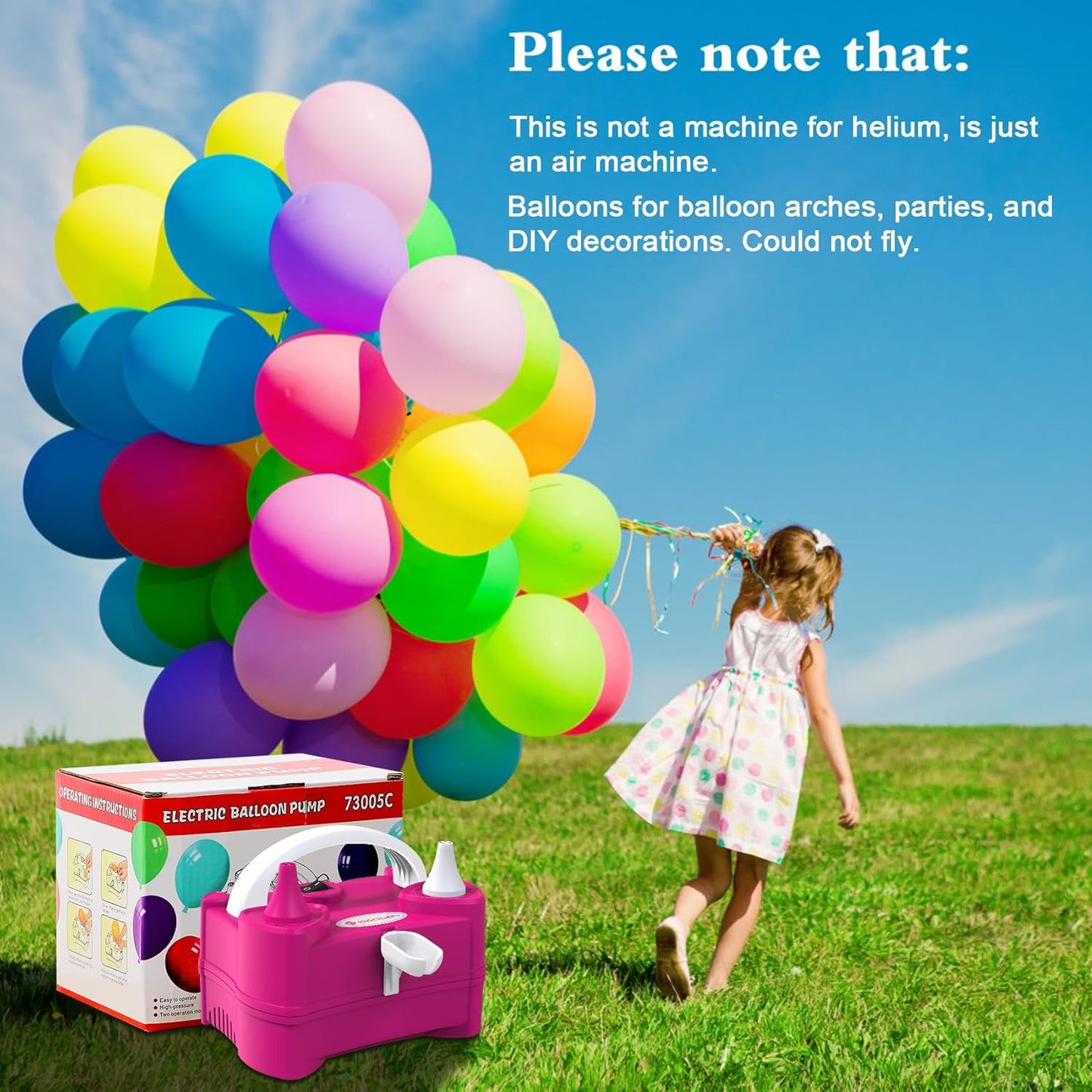 IDAODAN Electric Air Balloon Pump Portable Dual Nozzle 110V 600W Electric Balloon Blower Pump/Electric Balloon Inflator for Kids Party Decoration