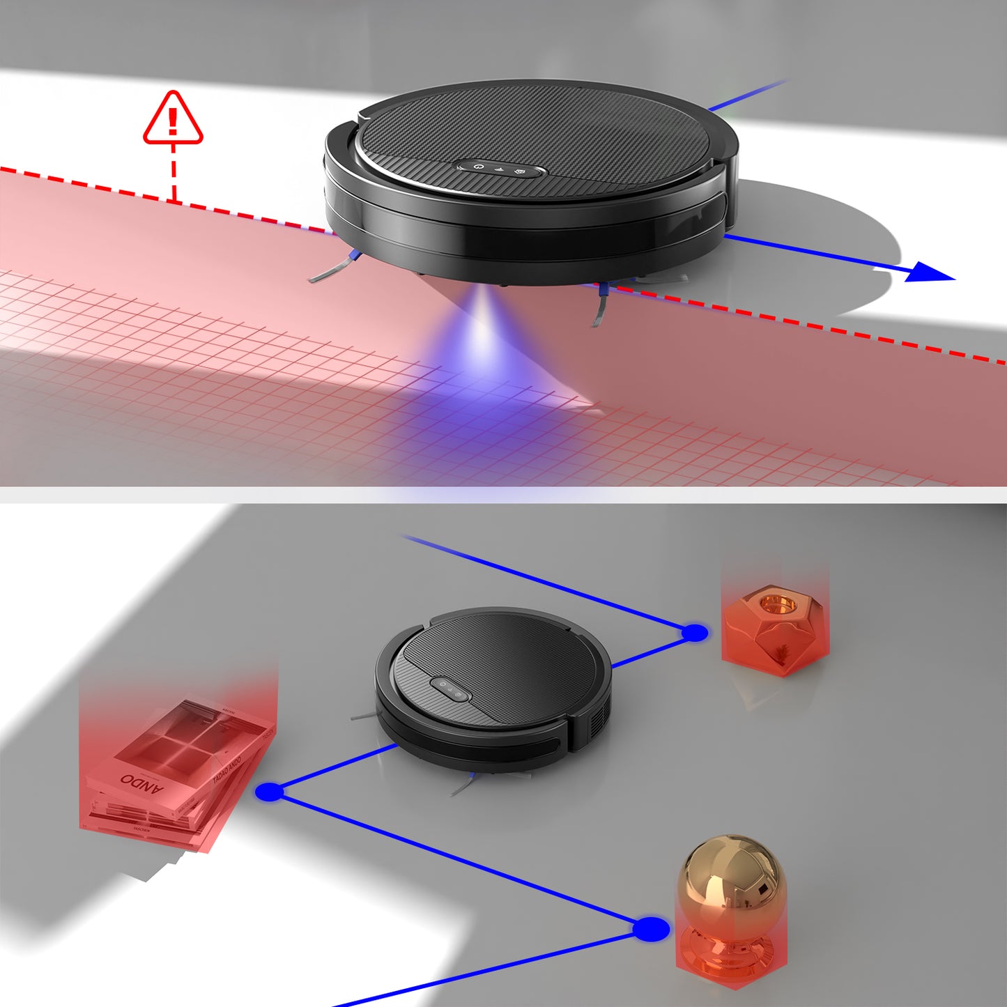 3-in-1 Robot Vacuum and Mop - 5000Pa Suction Smart Cleaner for Pet Hair & Hard Floors