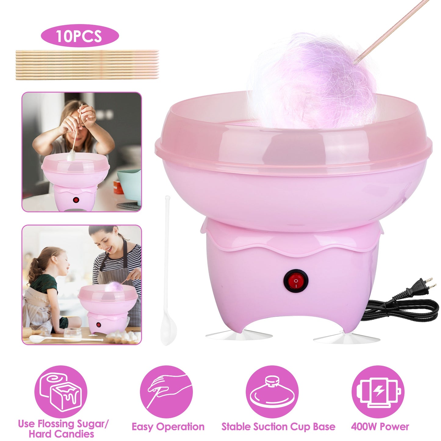 Portable Cotton Candy Maker - Electric Sugar Floss Machine for Kids & Parties
