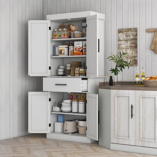 72" Tall Kitchen Pantry Cabinet - Freestanding Storage Organizer with Shelves