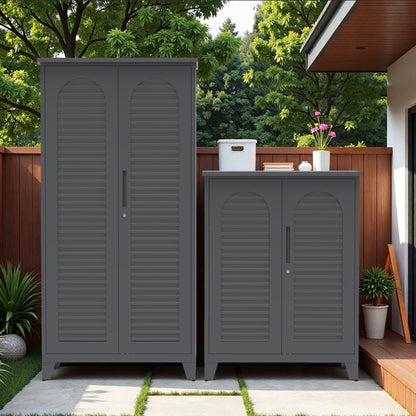 Gabinete de herramientas de metal de 120 cm de alto - Organizador de garaje con cerradura y estantes ajustables