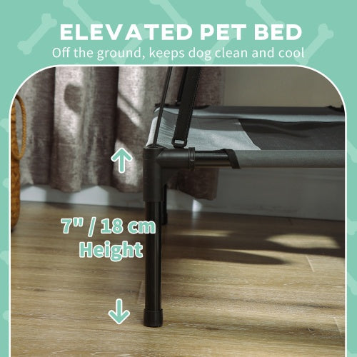 PawHut Elevated Dog Cot with UV Canopy - 24" Portable Pet Bed for Outdoor Use