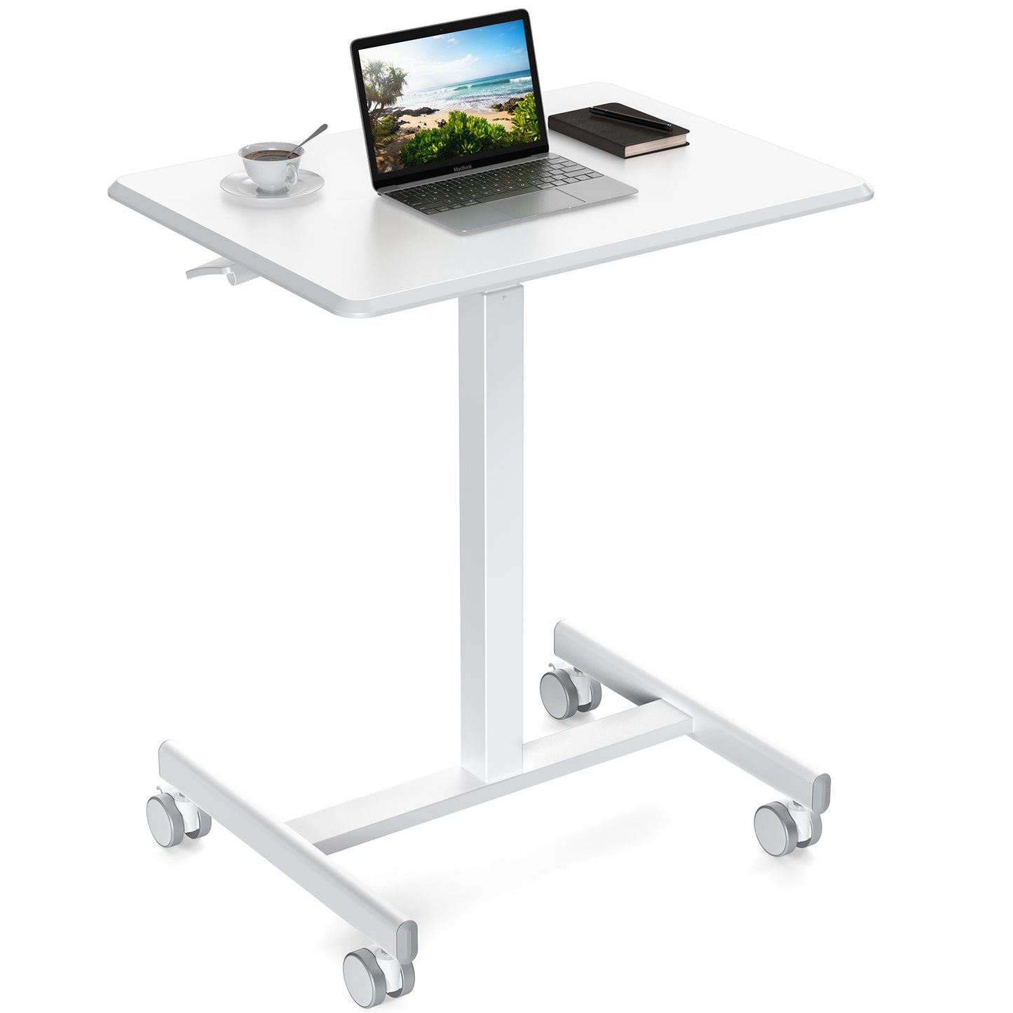 Adjustable Rolling Laptop Desk Cart - Mobile Standing Workstation for Home & Office