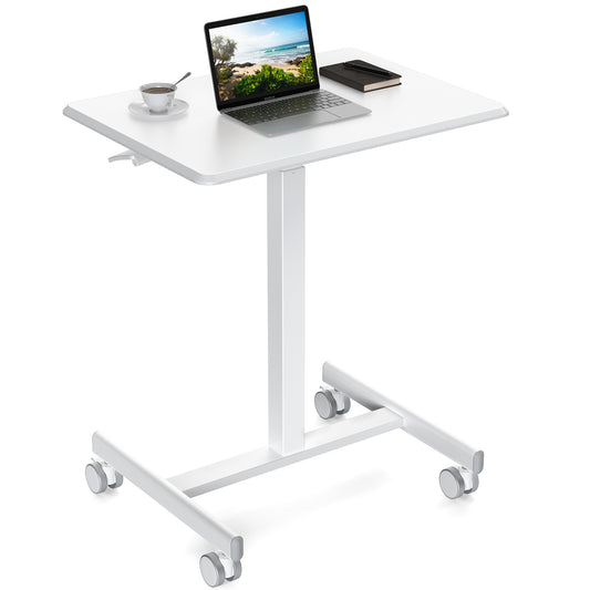 Adjustable Rolling Laptop Desk Cart - Mobile Standing Workstation for Home & Office