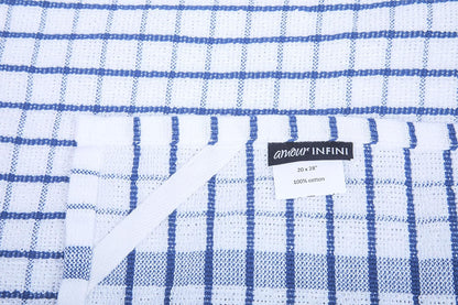 Kitchen Towels Set of 4 - Highly Absorbent, Super Soft Terry Cotton 20X28 Inch Dish Towels with Hanging Loop - Hand & Tea Towels for Cleaning & Drying Dishes (Blue)