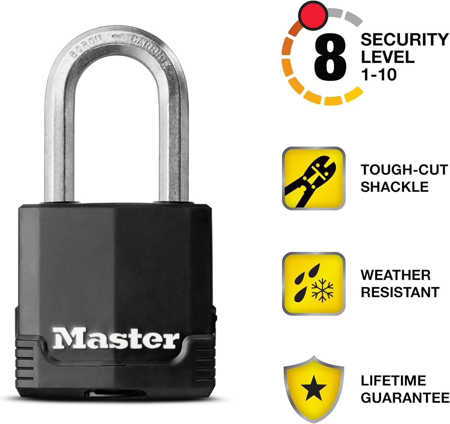 Black Outdoor Key Lock, Heavy Duty Weather Resistant Padlock with Cover, Keyed Alike Padlocks for Outdoor Use, 4 Pack, M115XQLF