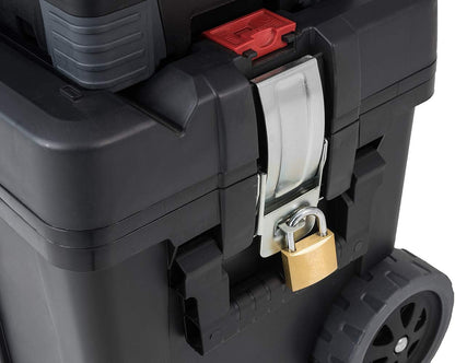 Mobile Hawk Cart and Stackable Tool Box System and Organizer with Telescopic Comfort Grip Handle - Perfect Organization and Storage Chest for Power Drill, Tape Measure, and Small Parts