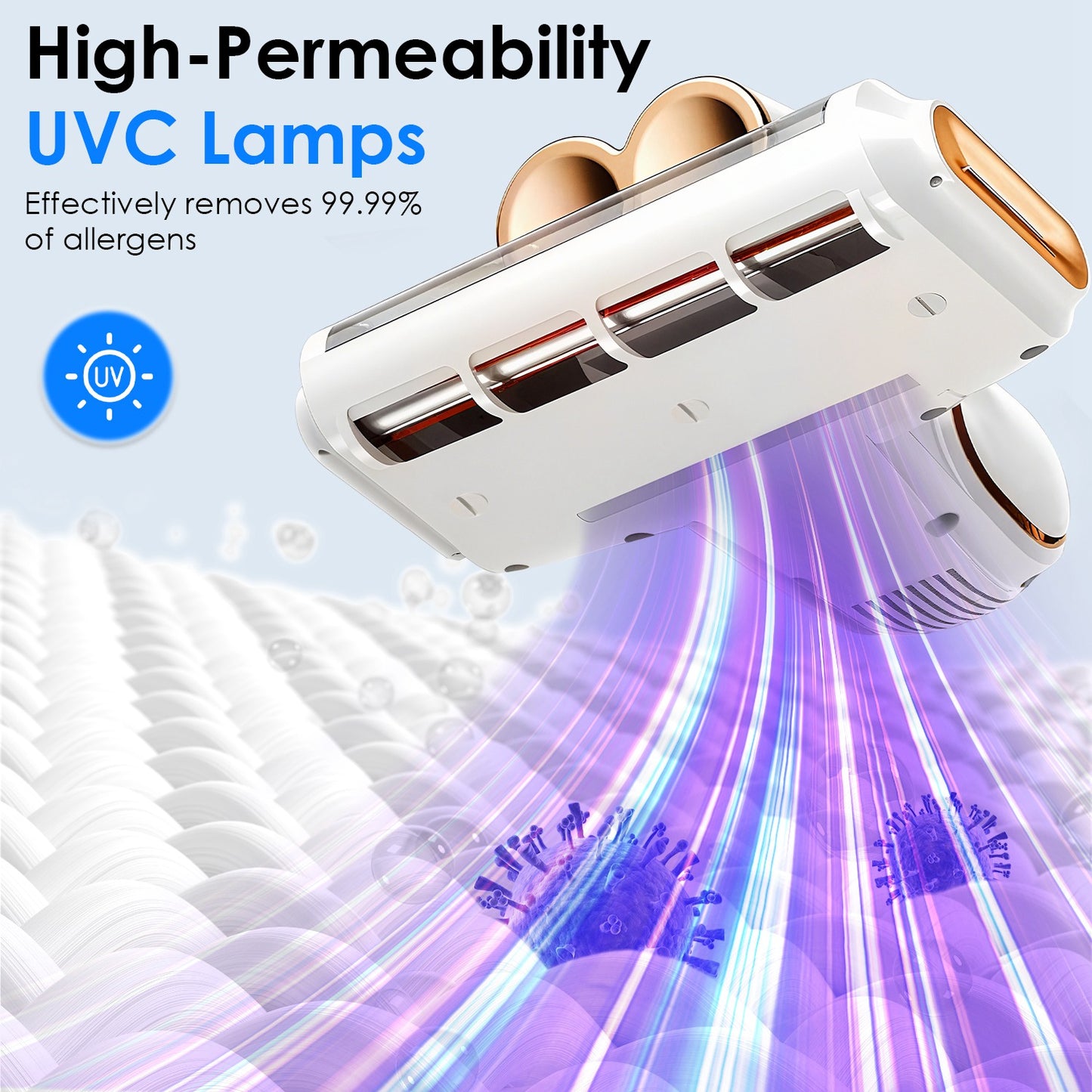 Mattress Vacuum Cleaner 16KPa - UV-C Light Handheld Bed Vacuum with HEPA Filter