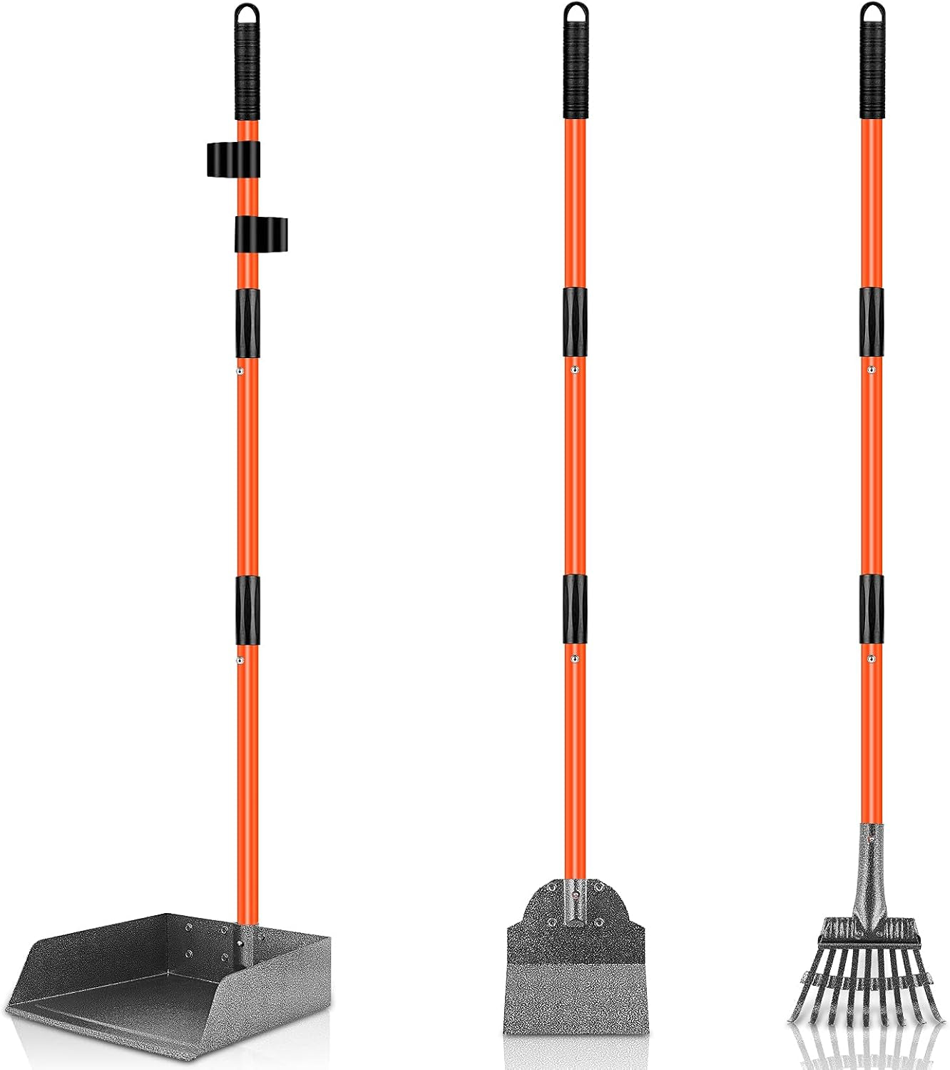 Scooper Adjustable Long Handle Metal Tray Rake and Spade Poop Scooper for Dogs Pack Poop Scoop Pet Waste Removal Poop Scoop for Large Dogs and Pets Great for Lawns Grass Gravel