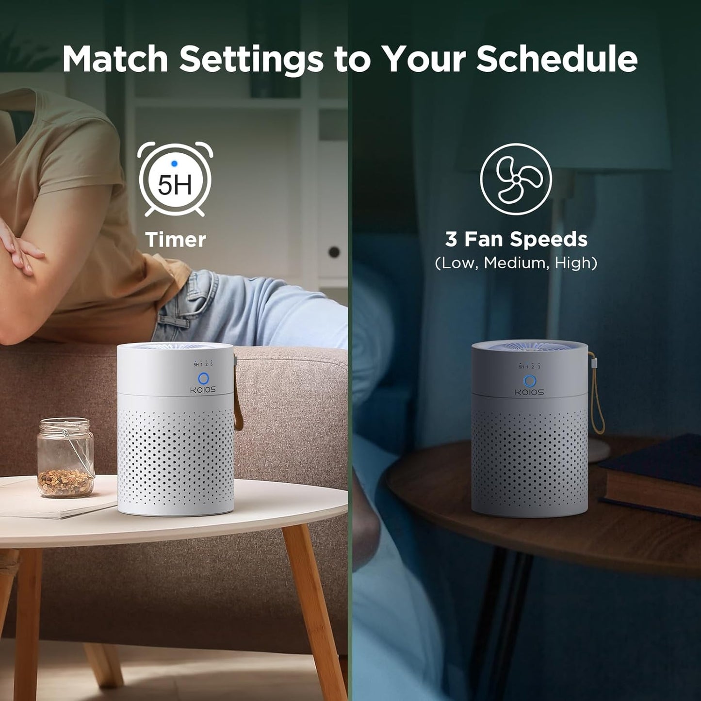 H13 True HEPA Air Purifier - Quiet Portable Air Cleaner for Bedroom, Office & Living Room