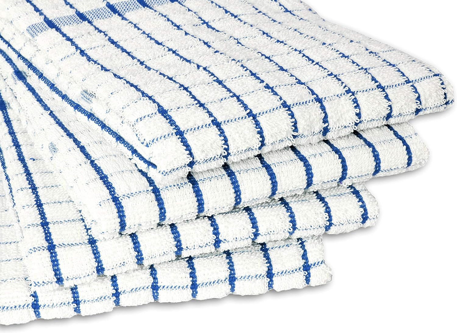 Kitchen Towels Set of 4 - Highly Absorbent, Super Soft Terry Cotton 20X28 Inch Dish Towels with Hanging Loop - Hand & Tea Towels for Cleaning & Drying Dishes (Blue)