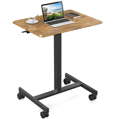 Adjustable Rolling Laptop Desk Cart - Mobile Standing Workstation for Home & Office
