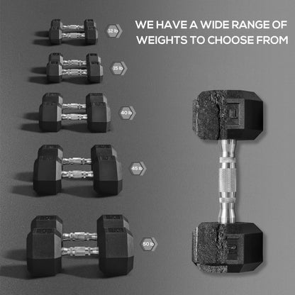 Hex Dumbbell Set - 2 x 15 lbs | Non-Slip Grip for Home Gym Workouts