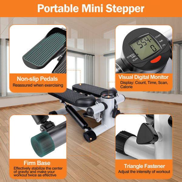 Mini Fitness Step Machine with Resistance Bands - 330 lbs Capacity