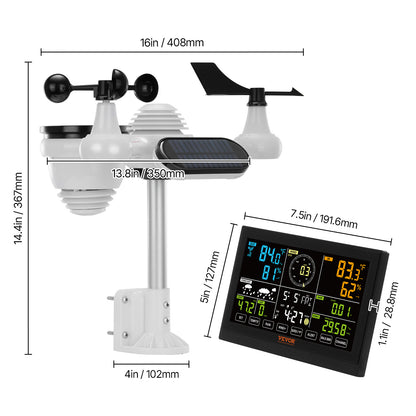 7-in-1 Wireless Weather Station - Large Color Display with Indoor/Outdoor Sensors