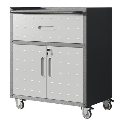 Mobile Tool Cabinet with Wheels - Heavy-Duty Rolling Storage with Drawer & Locking Doors