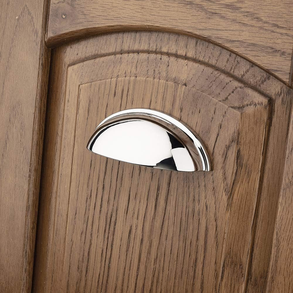 10 Pack 3 Inch Bin Cup Drawer Pulls Polished Chrome Cabinet Handles Chrome Cabinet Pulls for Kitchen Cabinets Drawer Dresser Cupboard Bedroom Bathroom